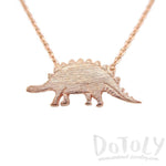 Stegosaurus Dinosaur Silhouette Jurassic World Themed Charm Necklace in Rose Gold | DOTOLY