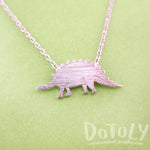 Stegosaurus Dinosaur Silhouette Jurassic World Themed Charm Necklace in Silver | DOTOLY