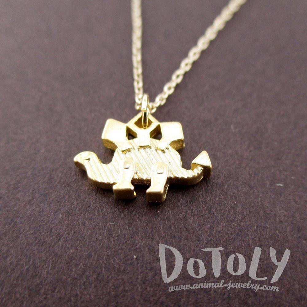 Stegosaurus Dinosaur Silhouette Shaped Pendant Necklace in Gold