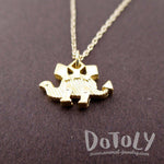 Stegosaurus Dinosaur Silhouette Shaped Pendant Necklace in Gold