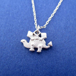 Stegosaurus Dinosaur Silhouette Shaped Pendant Necklace in Silver