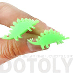 Stegosaurus Silhouette Dinosaur Shaped Laser Cut Stud Earrings in Green | DOTOLY