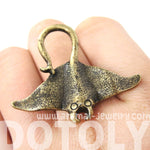 Stingray Adjustable Sea Animal Ring in Brass | Animal Jewelry | DOTOLY