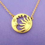 Sun and Crescent Moon Celestial Pendant Necklace in Gold | DOTOLY | DOTOLY