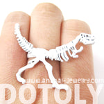 T-Rex Dinosaur Fossil Skeleton Bones Adjustable Ring in White | DOTOLY