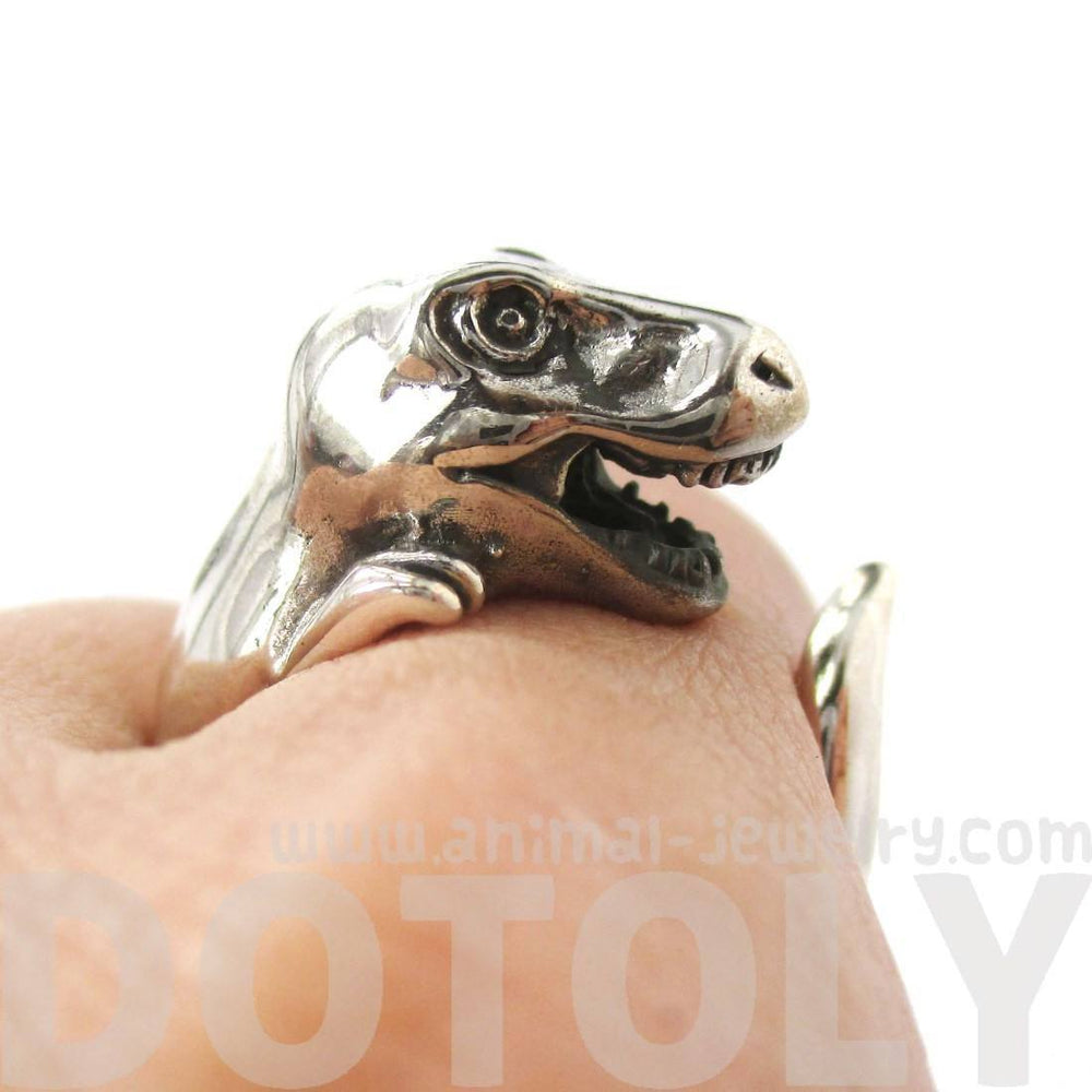 T Rex Dinosaur Shaped Animal Wrap Ring in 925 Sterling Silver | US Sizes 3 to 8 | DOTOLY
