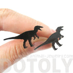 T-Rex Silhouette Dinosaur Shaped Laser Cut Stud Earrings in Black | DOTOLY