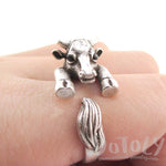 Taurus Bull Cow Shaped Animal Hugging Your Finger Ring in Silver | US Size 5 to 8 | DOTOLY