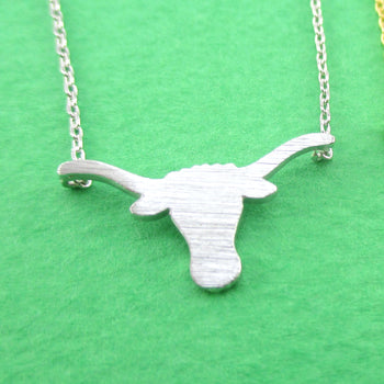 Taurus Cow Cattle Bull Head Shaped Pendant Necklace in Gold or Silver