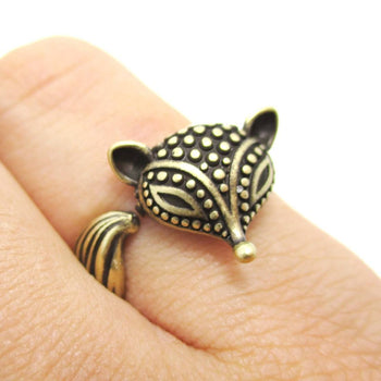 Textured Baby Fox Shaped Animal Ring in Brass | US Size 6 to 8 | DOTOLY