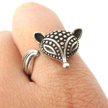 Textured Baby Fox Shaped Animal Ring in Silver | US Size 6 to 8 | DOTOLY