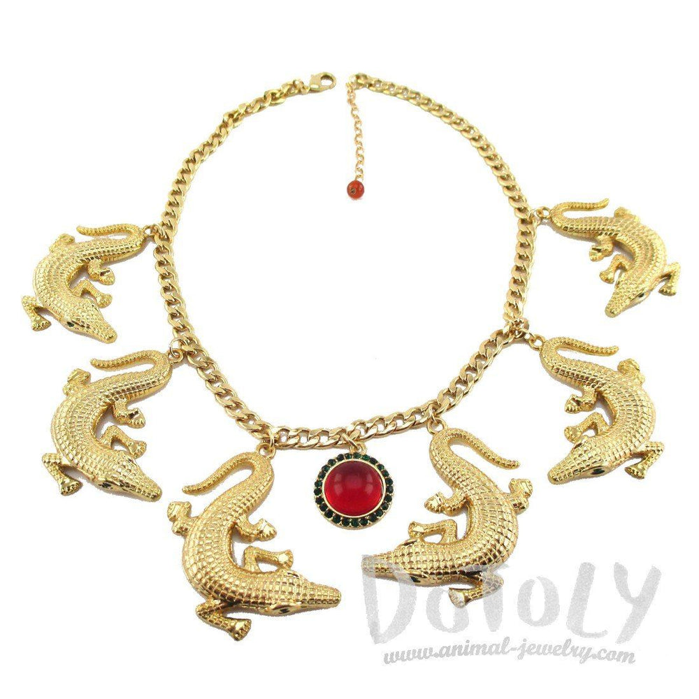 The Ultimate Crocodile Alligator Statement Pendant Necklace in Gold