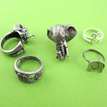 The Ultimate Elephant Enthusiast 5 Piece Animal Ring Set in Silver