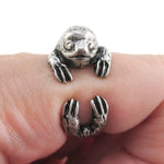Three Toed Sloth Wrapped Around Your Finger Animal Ring in Silver