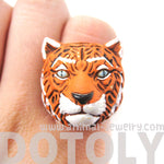 Tiger Head Shaped Porcelain Ceramic Adjustable Animal Ring | Handmade | DOTOLY