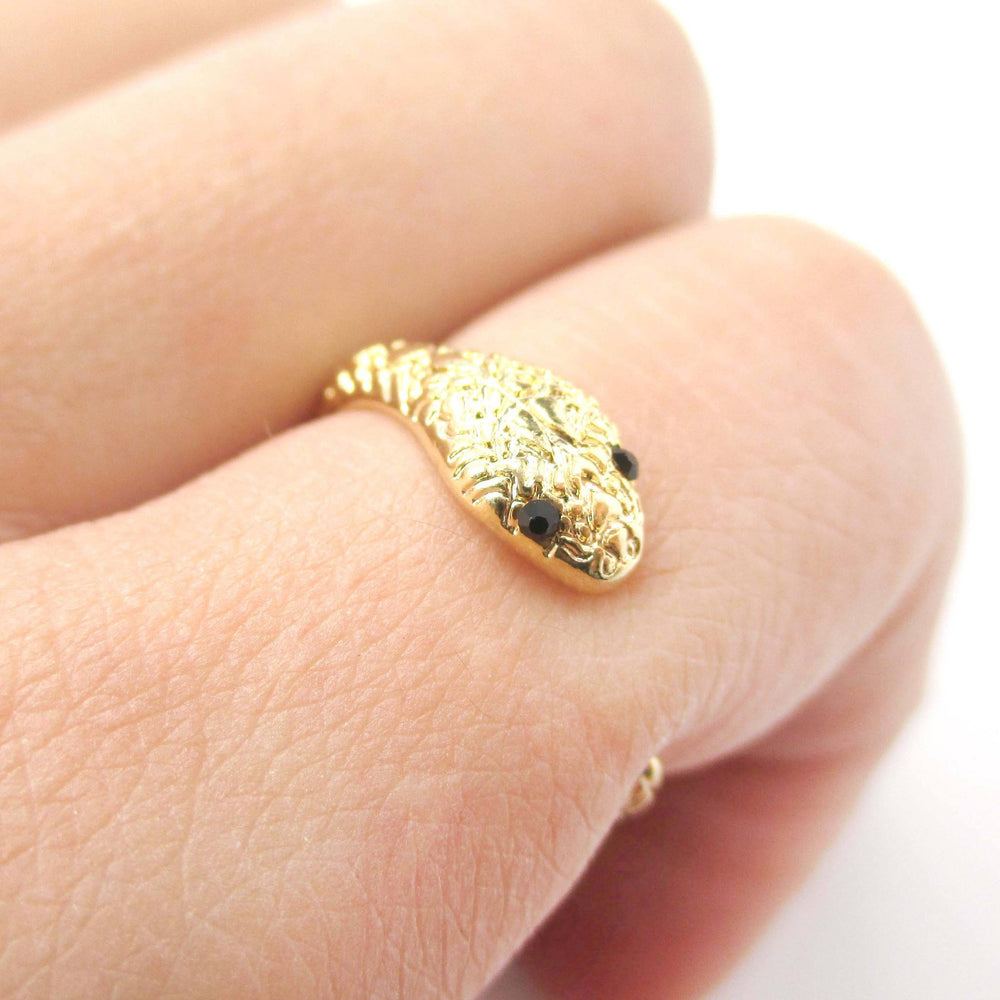 Tiny Baby Snake Hugging Your Finger Shaped Animal Ring in Gold | DOTOLY | DOTOLY