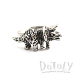 Triceratops Dinosaur Shaped Jurassic World Adjustable Ring in Silver