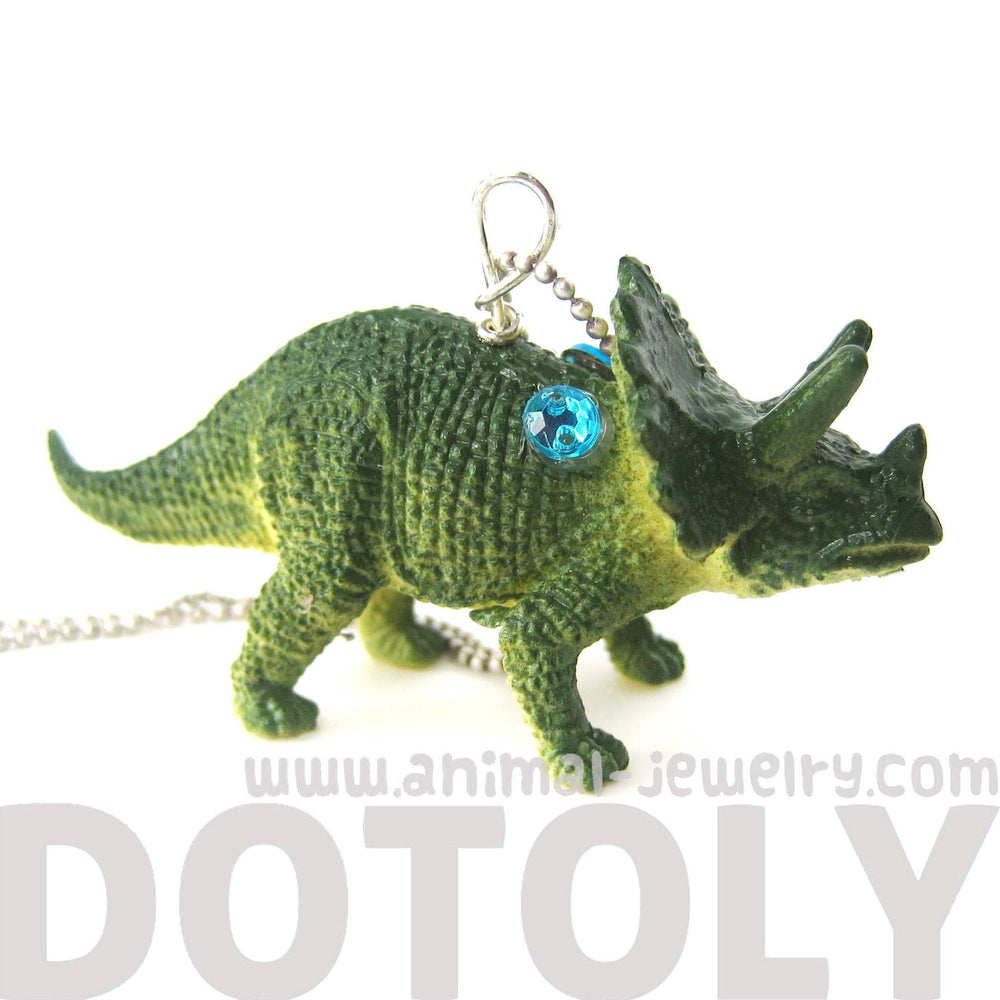 Triceratops Dinosaur Shaped Pendant Necklace in Green | Animal Jewelry | DOTOLY