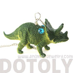 Triceratops Dinosaur Shaped Pendant Necklace in Green | Animal Jewelry | DOTOLY