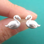 Tropical Flamingo Bird Shaped Stud Earrings in Gold or Silver
