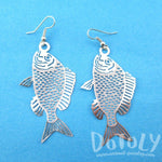 Trout Fish Cut Out Shaped Dangle Earrings in Silver | Animal Jewelry | DOTOLY