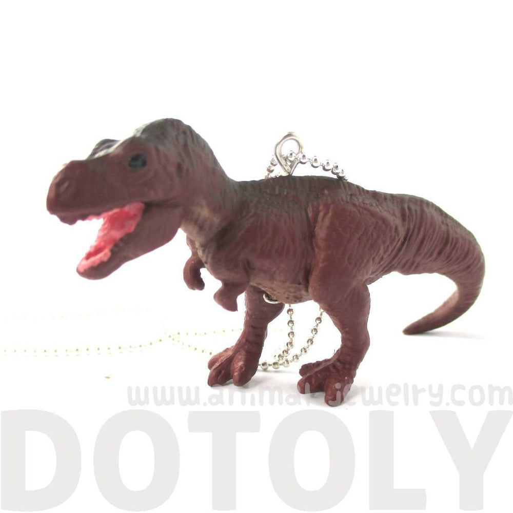 Tyrannosaurus Rex Dinosaur Shaped Figurine Pendant Necklace in Brown | Animal Jewelry | DOTOLY