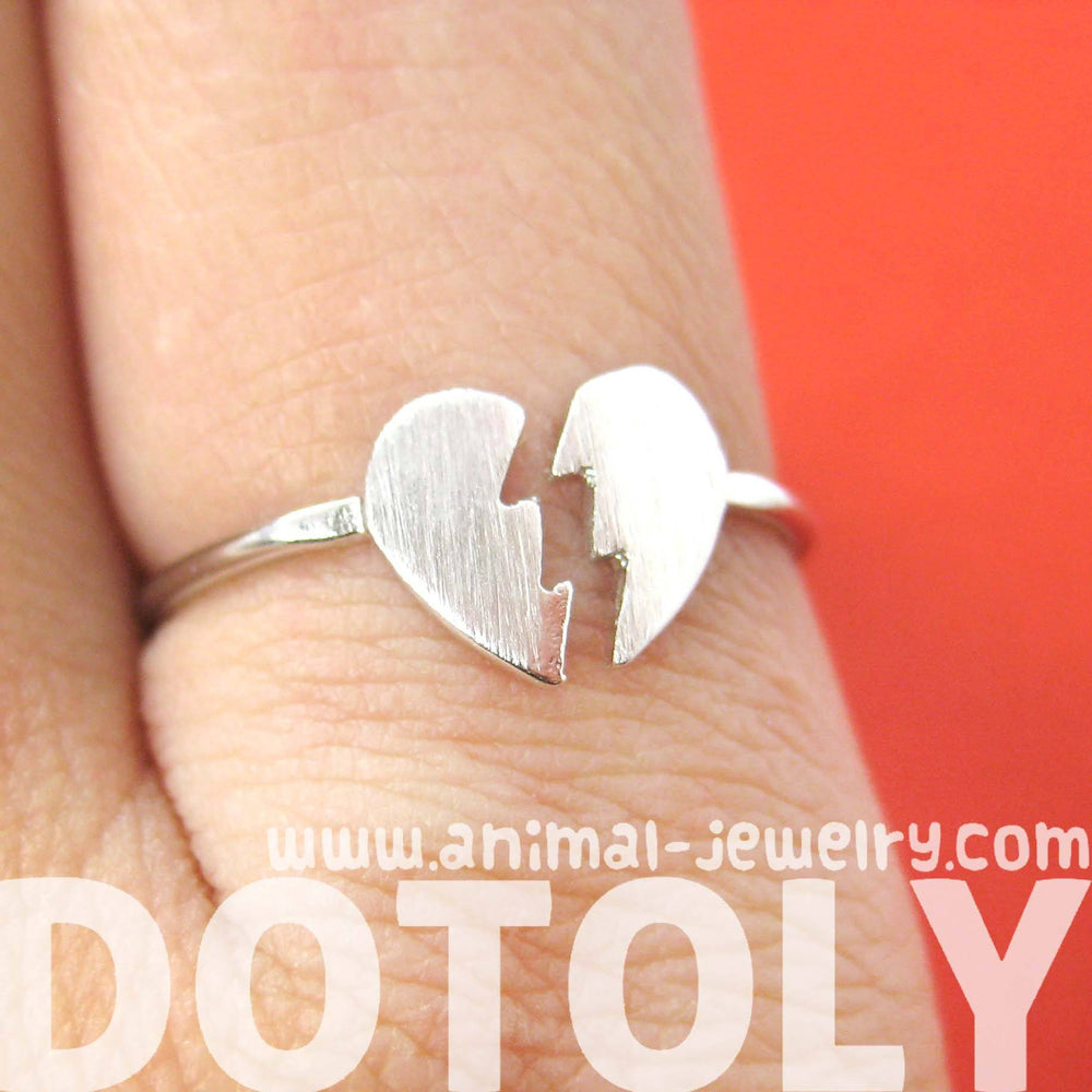 Unbreak My Heart | Broken Heart Shaped Adjustable Ring in Silver | DOTOLY | DOTOLY