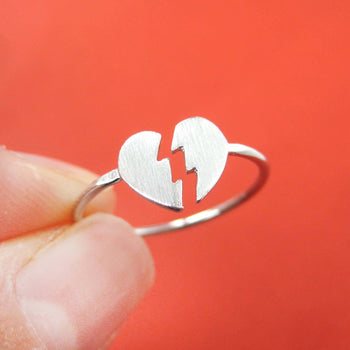 Unbreak My Heart | Broken Heart Shaped Adjustable Ring in Silver | DOTOLY | DOTOLY