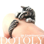 Unicorn Horse Detailed Animal Wrap Around Ring in Silver - Size 5 to 9 | DOTOLY