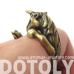 Unicorn Horse Detailed Animal Wrap Around Ring in Brass - Size 5 to 9 | DOTOLY