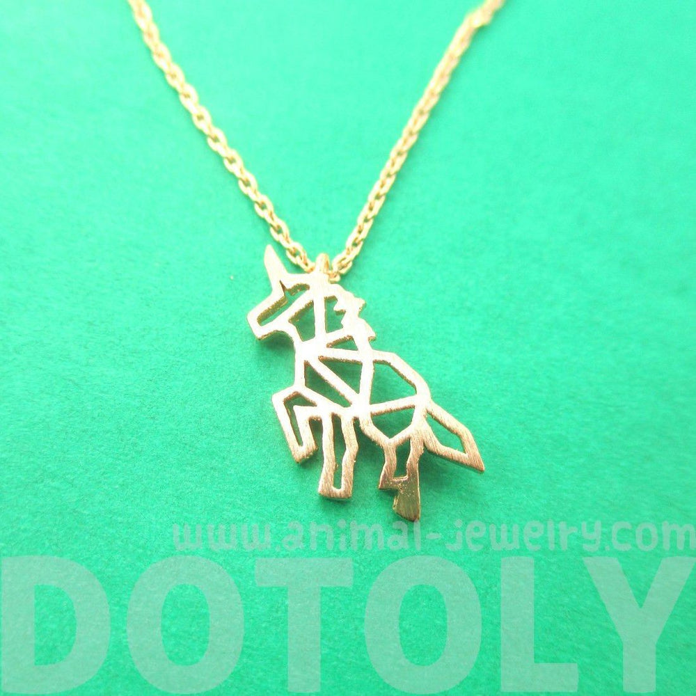 Unicorn Outline Cut Out Shaped Charm Necklace in Rose Gold | Animal Jewelry | DOTOLY