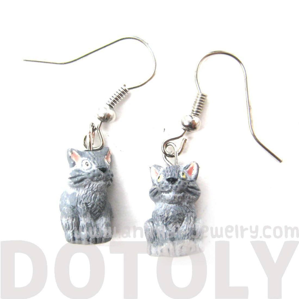 Unique Kitty Cat Shaped Porcelain Ceramic Animal Dangle Earrings | Handmade | DOTOLY