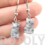 Unique Kitty Cat Shaped Porcelain Ceramic Animal Dangle Earrings | Handmade | DOTOLY