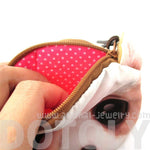 White Puppy Dog Face With Big Eyes Shaped Soft Fabric Zipper Coin Purse Make Up Bag | DOTOLY