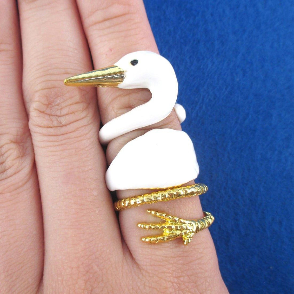 White Swan Shaped Three Piece Stackable Animal Ring| Animal Jewelry