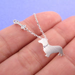 Wiener Dog Dachshund Puppy Dog Bone Silhouette Shaped Pendant Necklace