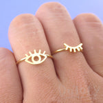 Wink Wink One Eye Open One Eye Closed Shaped 2 Piece Set Adjustable Rings | DOTOLY