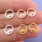 Wink Wink Round Evil Eye 925 Sterling Silver Stud Earrings