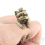 Yorkshire Terrier Dog Shaped Animal Wrap Around Ring in Brass | Sizes 5 to 8 | DOTOLY