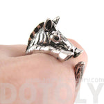 Zebra Shaped Animal Wrap Around Ring in Shiny Silver | US Sizes 4 to 9 | DOTOLY