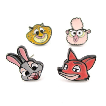 Zootopia Bunny Fox Cheetah Sheep Shaped Stud Earrings | DOTOLY | DOTOLY