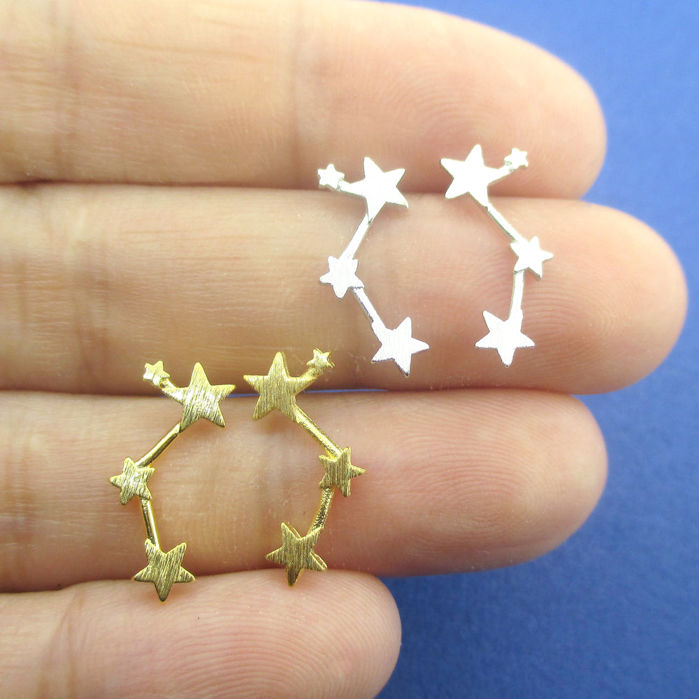 Dainty Little Constellation Star Signs Stud Earrings in Silver or Gold