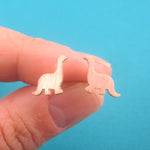 Small Apatosaurus Shaped Prehistoric Stud Earrings in Gold or Silver