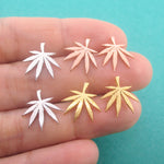 Cannabis Weed Sativa Marijuana Pot Leaf Stud Earrings in Silver or Gold