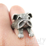 3D American Bulldog Head Shaped Animal Ring in Silver | Gifts for Dog Lovers | DOTOLY