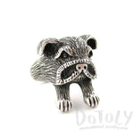 3D American Bulldog Head Shaped Animal Ring in Silver | Gifts for Dog Lovers | DOTOLY