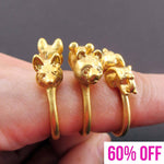 Animal Totem Rings in the Shape of a Panda Wolf and Elephant in Gold