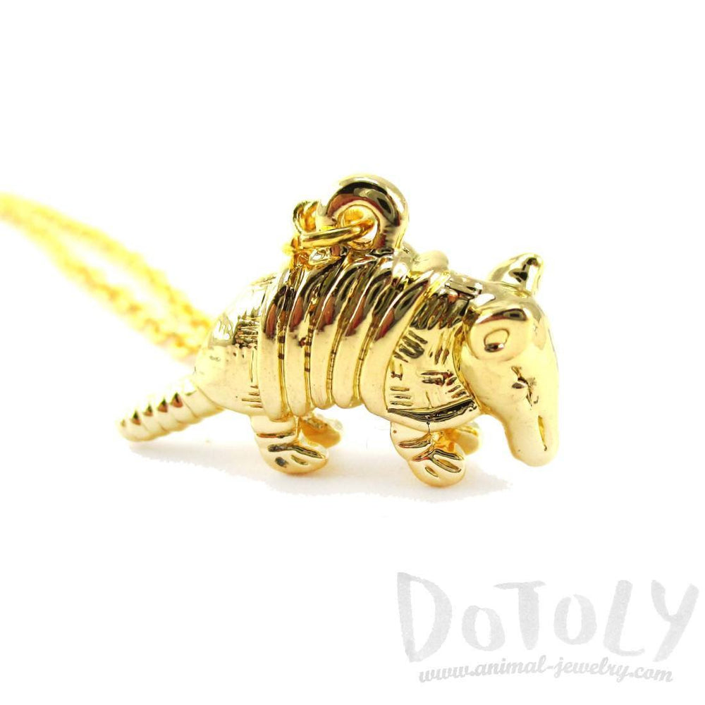 3D Armadillo Shaped Pendant Necklace in Gold | DOTOLY | DOTOLY