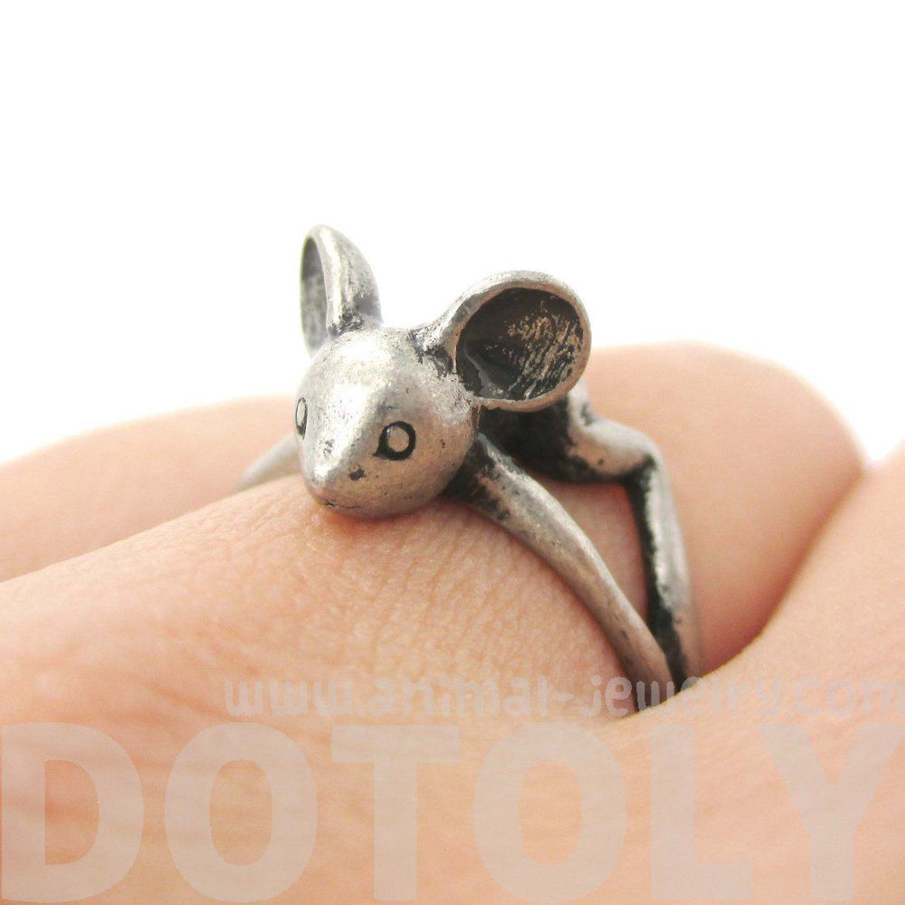 3D Baby Bat Shaped Animal Knuckle Wrap Ring in Silver | Animal Jewelry | DOTOLY