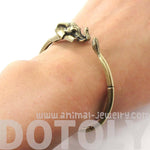 3D Baby Elephant Wrapped Around Your Wrist Shaped Bangle Bracelet in Brass | DOTOLY